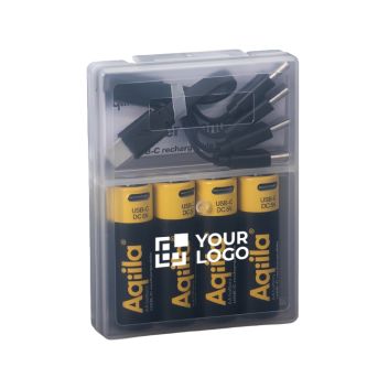 Pack de 4 piles AA rechargeables avec connexion USB-C de 2 000 mAh