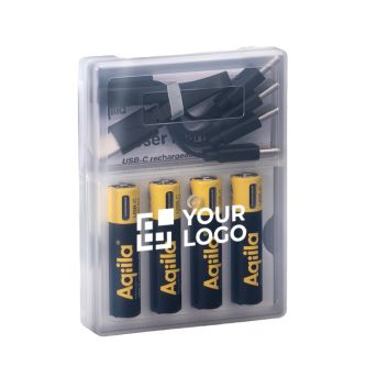 Lot de 4 piles AAA rechargeables avec connexion USB-C de 600 mAh