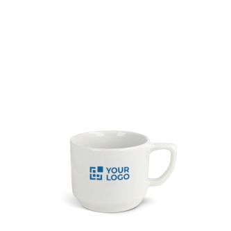 Tasse céramique blanche avec une poignée rectangulaire compacte 250ml avec zone d'impression