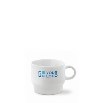 Tasse en porcelaine blanche empilable fabriquée en UE 180ml avec zone d'impression