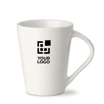 Tasse porcelaine blanche à poignée triangulaire fabriquée en UE 270ml avec zone d'impression