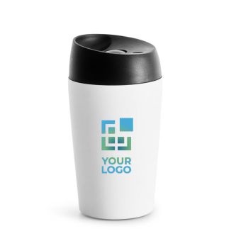 Verre à emporter avec fonction ouverture et fermeture à bouton 240ml avec zone d'impression