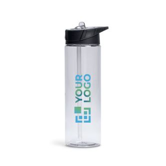 Bouteille en plastique sans BPA avec paille incluse 700ml avec zone d'impression