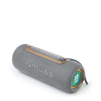 Enceinte de forme cylindrique résistante à l'eau avec détails LED avec zone d'impression