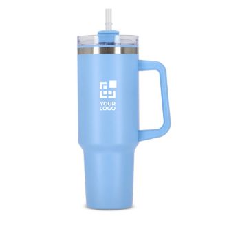 Grand gobelet thermique en acier inoxydable avec paille 1,2L avec zone d'impression