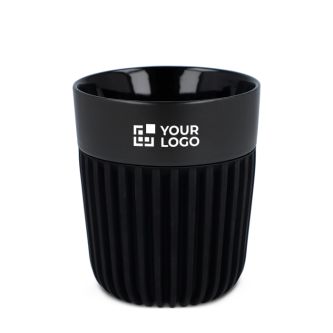 Tasse fabriquée en Europe avec housse en silicone noir, 280 ml