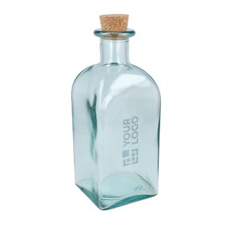 Bouteille carrée en verre avec bouchon anti-goutte 1 L