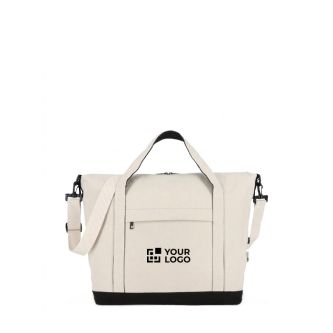 Sac de voyage en coton et fibres recyclée, anses courtes et longues