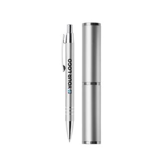 Stylo en aluminium avec étui assorti en forme de tube avec zone d'impression