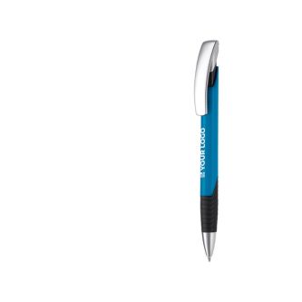 Stylo personnalisable avec prise texturée et bouton en métal avec zone d'impression