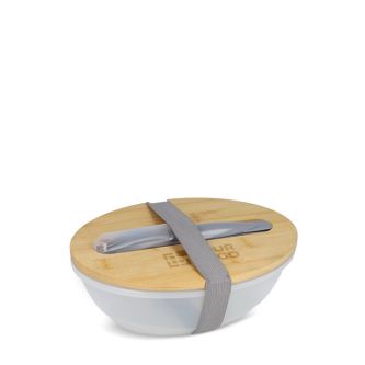 Boîte à lunch couvercle bambou et set de couverts fermeture élastique