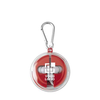 Étui avec mousqueton incluant écouteurs et câble de charge avec zone d'impression