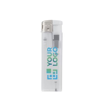 Briquet électronique rechargeable en couleurs transparentes avec zone d'impression