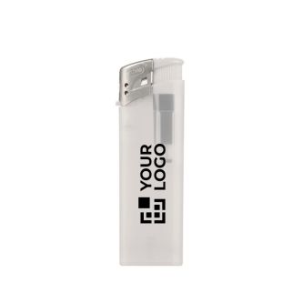 Briquet électronique rechargeable en couleurs translucides avec zone d'impression