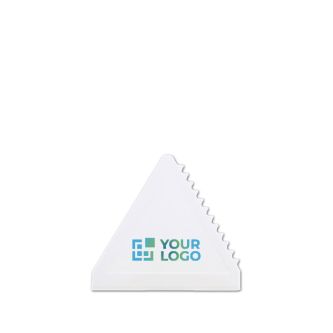 Grattoir à glace en plastique de forme triangulaire avec zone d'impression