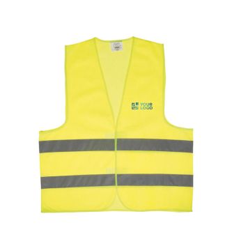 Gilet de sécurité jaune avec 2 bandes réfléchissantes pour adulte avec zone d'impression