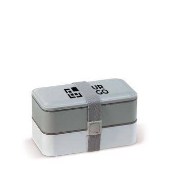 Boîte à lunch style Bento à double étage avec plusieurs compartiments avec zone d'impression