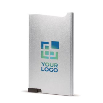 Porte-cartes en aluminium avec bouton et rangement pour 6 cartes avec zone d'impression