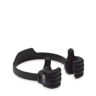 Support pour téléphone portable en forme de deux mains le tenant avec zone d'impression