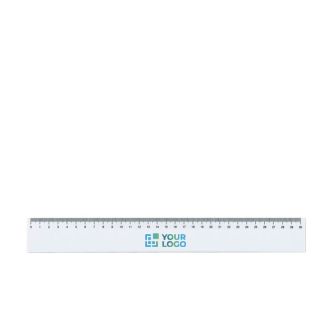 Règle en plastique blanc pour personnalisation 30 cm avec zone d'impression