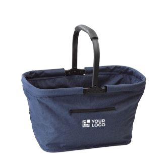 Panier pique-nique en polyester pliable avec poche frontale avec zone d'impression