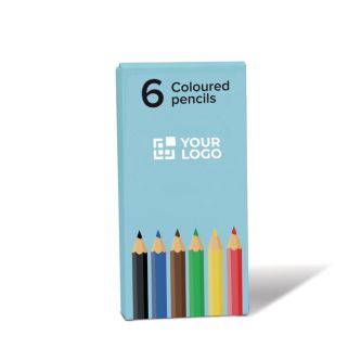 6 crayons de couleur dans boîte en carton personnalisable avec zone d'impression