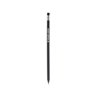 Crayon rond en bois noir avec gomme assortie