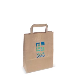 Petit sac en papier kraft avec anses en papier et certification FSC avec zone d'impression