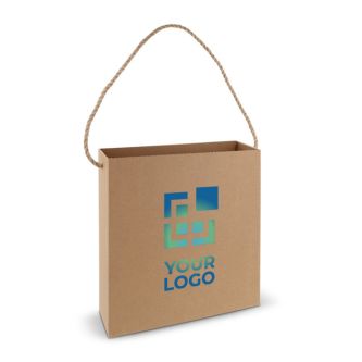 Sac en carton carré avec anse longue en jute fabrication UE avec zone d'impression