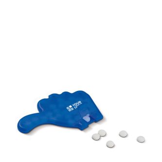 Distributeur de menthes sans sucre en forme de pouces colorés avec zone d'impression