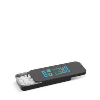 Boîte en métal coulissante avec bonbons à la menthe sans sucre avec zone d'impression