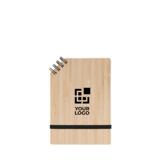 Bloc-notes avec couverture en bambou et spirale en coin A6 avec zone d'impression