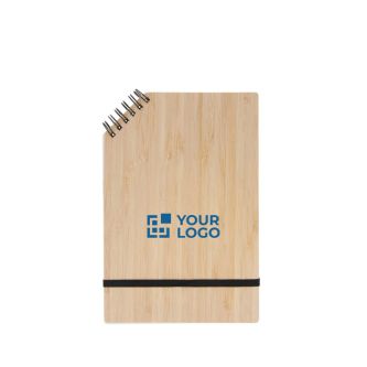 Bloc-notes avec couverture en bambou et spirale en coin A5 avec zone d'impression