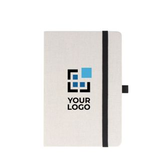 Cahier en coton recyclé et RPET avec pages lignées FSC A5 avec zone d'impression