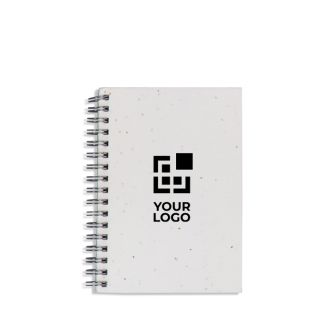 Cahier papier recyclé avec couverture à graines et pages quadrillées avec zone d'impression