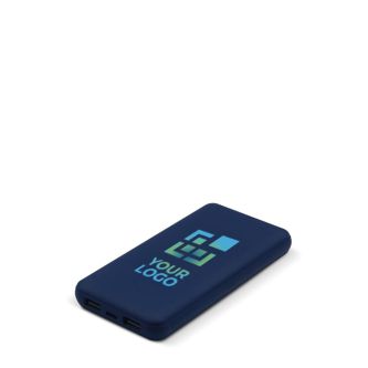 Batterie externe en caoutchouc avec port USB-A et port type C 8000 mAh avec zone d'impression
