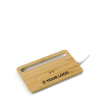 Chargeur sans fil en bambou avec support pour mobile 5 W