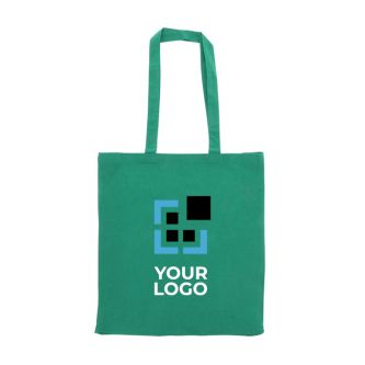 Petit sac en coton recyclé avec soufflet et poignées 140 g/m2 avec zone d'impression