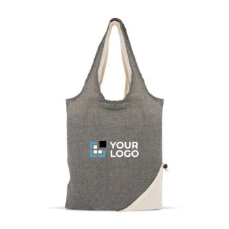 Sac pliable bicolore en coton recyclé OEKO-TEX 140 g/m2 avec zone d'impression