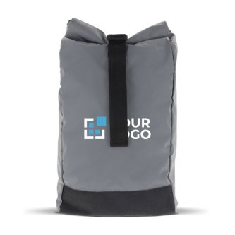 Sac à dos roll-top réfléchissant en polyester avec ouverture pliable avec zone d'impression