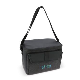 Sac glacière noire en RPET avec bandoulière 8L avec zone d'impression