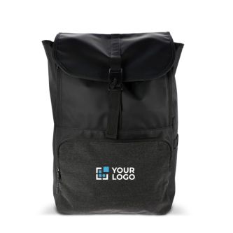 Sac à dos pour ordinateur portable en RPET avec poches latérales 15'' avec zone d'impression