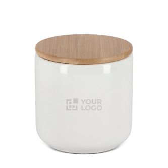 Pot en céramique 550 ml avec couvercle en bambou pour aliments