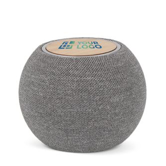 Enceinte et chargeur portable rond et compact en RPET et bambou avec zone d'impression
