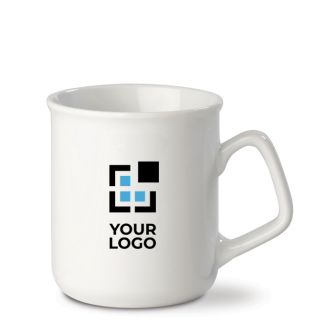 Tasse en porcelaine blanche avec bord arrondi et capacité de 280ml avec zone d'impression