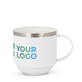 Tasse empilable à double paroi en céramique avec capacité de 300ml avec zone d'impression