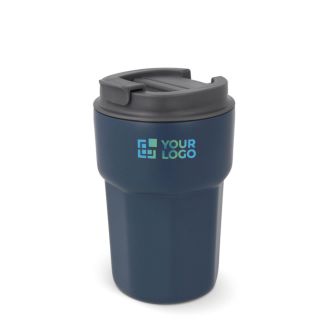 Gobelet à emporter en inox avec couvercle en silicone 350ml avec zone d'impression