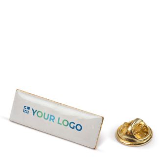 Pin rectangulaire en métal doré à personnaliser 30x10mm avec zone d'impression