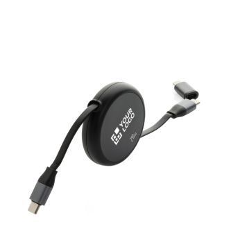 Câble rétractable 2 en 1 en aluminium recyclé, charge et données 240 W