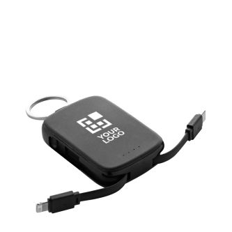 Batterie externe porte-clés écologique avec câbles intégrés 2 000 mAh